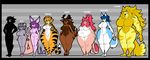  anthro bat belly big_belly big_breasts big_tail blue_eyes blue_hair breasts brown_fur brown_hair canine cat cervine chomba featureless_breasts featureless_crotch feline female fur green_eyes grey_fur grey_hair group hair hand_on_hip height_chart huge_breasts hypnofood mammal mouse nude obese overweight pink_eyes pink_fur pink_hair purple_hair rein&agrave; reindeer rodent sascha size_difference smile striped_fur stripes thick_thighs tiger white_fur wide_hips wolf yellow_eyes yellow_fur 