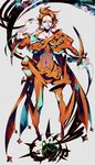  collarbone covered_navel deoxys full_body gen_3_pokemon gloves grey_background heterochromia highres looking_at_viewer orange_gloves orange_hair personification pokemon solo standing zazaki 