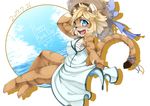  artist_request blonde_hair blue_eyes borrowed_character fu-chan furry short_hair tiger 