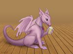  2016 claws dessert dragon female feral food ice_cream kodardragon membranous_wings purple_skin scalie smile solo western_dragon wings 