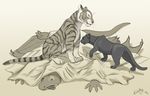  2015 black_fur dragon feline feral fur greyscale group kodardragon mammal monochrome panther pawpads paws simple_background smile striped_fur stripes tiger tongue tongue_out 