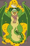  2017 4_toes absurd_res anthro claws coin crocodile crocodilian digital_media_(artwork) dragon feet gem gold_(metal) gold_coin hi_res hybrid jellyfishjulep jewelry male reptile scalie scarf smile solo toes tongue treasure treasure_hoard wings 