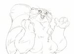  anthro big_breasts black_and_white breasts cat feline female fluffy junyois mammal manul monochrome nipples open_mouth overweight overweight_female solo 
