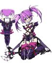  aisha_(elsword) armbinder arms_behind_back bandeau bdsm bondage boots bound bound_arms breasts commentary_request crotch_rope elsword highres kinbakuman locked_arms midriff miniskirt monoglove navel purple purple_eyes purple_footwear purple_hair purple_legwear purple_skirt restrained shibari shibari_over_clothes short_twintails skirt small_breasts solo thigh_boots thighhighs twintails void_princess_(elsword) 
