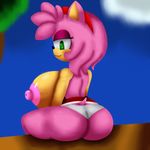  amy_rose anthro areola big_breasts big_butt breasts butt clothing duzell female green_eyes hedgehog huge_breasts mammal nipples smile solo sonic_(series) 