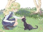  animal black_cat_(animal) cat diana_cavendish food little_witch_academia petting studio_trigger 