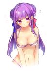  alternate_hairstyle bad_id bad_pixiv_id bare_arms bare_shoulders bikini blue_ribbon breasts cleavage double_bun flying_sweatdrops hair_ribbon halter_top halterneck highres long_hair looking_at_viewer medium_breasts navel patchouli_knowledge purple_bikini purple_eyes purple_hair red_ribbon ribbon shanghai_bisu simple_background sketch solo star swimsuit touhou upper_body white_background 
