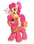  2017 alpha_channel apple_bloom_(mlp) big_macintosh_(mlp) blonde_hair bobdude0 duo earth_pony equine female feral friendship_is_magic hair hair_bow hair_ribbon horse male mammal my_little_pony pony ribbons riding simple_background transparent_background 