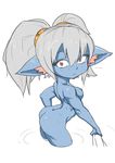  ass blue_skin breasts league_of_legends nipples nude poppy small_breasts sweat twintails white_hair yordle 
