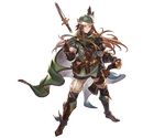  belt boots brown_eyes brown_hair cape dagger feathers fingerless_gloves full_body gloves granblue_fantasy hat long_hair male_focus minaba_hideo scar solo transparent_background walder weapon 