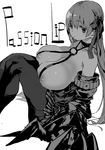  absurdres areola_slip areolae bare_shoulders breasts cleavage fate/extra fate/extra_ccc fate_(series) gauntlets greyscale highres huge_breasts large_breasts long_hair monochrome oosawara_sadao pantyhose passion_lip simple_background solo white_background 