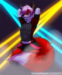  allenfoxtail canine diegojhol fishnet fox girly glowing glowing_eyes hi_res male mammal mini_short neon rave smoke 