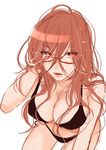  bikini black_bikini bokura_wa_minna_kawaisou breasts brown_eyes brown_hair glasses looking_at_viewer miyahara_ruri nishikino_mayumi red-framed_eyewear solo swimsuit 