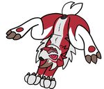  anatomically_correct anatomically_correct_pussy canine female fur invalid_background lycanroc mammal midnight_lycanroc nintendo pok&eacute;mon pussy red_eyes red_fur solo tongue tongue_out trout_(artist) video_games white_fur 