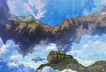  cloud day fantasy floating_island house mocha_(cotton) no_humans original outdoors scenery signature sky tree 