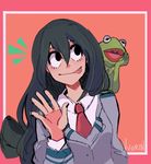  1girl asui_tsuyu boku_no_hero_academia crossover frog kermit_the_frog muppets solo tagme tongue 