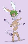  2017 alec8ter anthro arms_tied blush bound female gag gagged gradient_background green_eyes green_hair hair lagomorph legs_tied machine mammal nude purple_background rabbit rabecki_(poiuytrew) robot signature simple_background solo standing tape tape_bondage tape_gag 