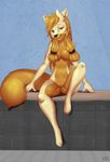  2017 5_fingers amber_eyes anthro breasts butt canine cat claws demodog-arts digital_media_(artwork) dog feline female fur hair hairband hi_res horn hybrid kitchen long_hair looking_at_viewer mammal melissa(hipcat) nude pussy simple_background sitting smile solo table 
