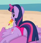  2017 beach bedroom_eyes book butt clothing cutie_mark dock equine feathered_wings feathers female feral food friendship_is_magic hair half-closed_eyes hi_res horn licking looking_at_viewer looking_back magic mammal multicolored_hair my_little_pony outside panties popsicle purple_eyes purple_feathers seaside seductive shutterflyeqd sky solo tongue tongue_out twilight_sparkle_(mlp) underwear water winged_unicorn wings 