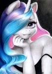  2017 absurd_res clothed clothing equine friendship_is_magic hair hair_over_eye hi_res horn long_hair looking_at_viewer mammal multicolored_hair my_little_pony princess_celestia_(mlp) solo ukulilia unicorn 