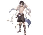  arm_behind_head ayer bare_chest full_body goggles goggles_around_neck granblue_fantasy hand_wraps jitome male_focus male_swimwear minaba_hideo parted_lips sandals solo swim_trunks swimwear towel towel_around_neck transparent_background 