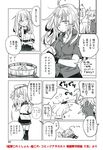  belt black_gloves chibi comic commentary_request comptiq facial_scar fan flat_cap gangut_(kantai_collection) gloves greyscale hammer_and_sickle hat hibiki_(kantai_collection) kantai_collection long_hair military military_jacket military_uniform monochrome multiple_girls paper_fan sailor_collar scar scar_on_cheek school_uniform shirt short_sleeves star translation_request uchiwa uniform verniy_(kantai_collection) zizi_(zizioxo) 