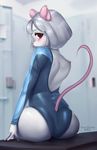  2017 anthro blush clothed clothing digital_media_(artwork) female fur hair hi_res looking_at_viewer mammal mouse open_mouth red_eyes rodent simple_background solo tawni_tailwind thick_thighs wide_hips 