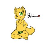  anthro battler beluinus bulge canine clothed clothing cub green_eyes male mammal partial_nudity partially_clothed simple_background solo underwear wolf young 