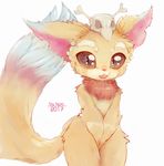  2017 big_ears cub cupckpo fur gnar_(lol) league_of_legends looking_at_viewer male orange_fur riot_games skull solo standing video_games watermark yordle young 