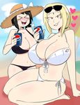  2girls bikini breasts multiple_girls naruto shizune_(naruto) soda tagme tsunade 