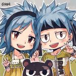  1boy 1girl blue_hair character_request fairy_tail pantherlily rusky tagme 