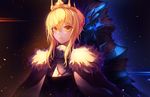  armor artoria_pendragon_(all) artoria_pendragon_(lancer) aura bangs black_background blonde_hair breastplate closed_mouth commentary crown expressionless eyebrows_visible_through_hair fate/grand_order fate_(series) full_armor fur-trimmed_cloak glowing glowing_eye hair_between_eyes hair_bun helmet highres inho_song light_trail looking_at_viewer md5_mismatch multiple_views serious short_hair sidelocks upper_body white_cloak yellow_eyes 