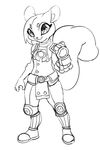  anthro black_and_white clothed clothing eyelashes female fully_clothed jijis-waifus mammal monochrome oh-jiji rodent smile squirrel 