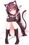  :t angry animal_ears bangs bell bell_collar black_legwear black_skirt cardigan cat_ears cat_girl cat_tail closed_mouth collar crossed_arms hair_between_eyes hairband haruka_natsuki jingle_bell kneehighs knees_together_feet_apart knees_up long_hair looking_at_viewer no_shoes original pleated_skirt pout purple_hair school_uniform serafuku shadow sidelocks sitting skirt solo squiggle tail thighs v-shaped_eyebrows yellow_eyes 