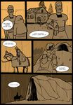  building cave comic dialogue equine horse house human knight male mammal raining rml trash_knight tree vitaleu_(tn) weapon 