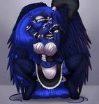  2017 anthro anthrofied blue_hair clothed clothing cutie_mark equine feathered_wings feathers female friendship_is_magic hair hi_res horn legwear long_hair looking_at_viewer mammal mirapony my_little_pony nipple_bulge princess_luna_(mlp) solo spread_legs spreading tongue tongue_out winged_unicorn wings 