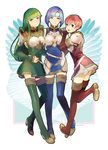  armor blue_hair bob_cut boots breastplate dress est fire_emblem fire_emblem:_ankoku_ryuu_to_hikari_no_tsurugi fire_emblem:_monshou_no_nazo fire_emblem:_shin_ankoku_ryuu_to_hikari_no_tsurugi fire_emblem:_shin_monshou_no_nazo fire_emblem_echoes:_mou_hitori_no_eiyuuou fire_emblem_gaiden full_body green_hair grin headband katua long_hair looking_at_viewer multiple_girls paola pauldrons pink_hair ravefirell short_dress short_hair siblings skirt smile thigh_boots thighhighs very_short_hair zettai_ryouiki 