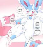  balls blush duo eeveelution erection eyes_closed fangs feral humanoid_penis km-15 male male/male nintendo open_mouth partially_retracted_foreskin penis pok&eacute;mon shiny_pok&eacute;mon simple_background surprise sylveon text uncut video_games 
