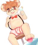 4_toes 5_fingers anthro bow_tie briefs brown_eyes clothing cub hamster male mammal open_mouth rodent simple_background slightly_chubby solo suspenders toes underwear woong young 