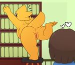  &lt;3 2015 alphys ambiguous_gender anthro anus being_watched breasts butt duo female human looking_back mammal nude protagonist_(undertale) pussy reptile scalie slightly_chubby somescrub undertale video_games 