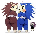  2017 ? animal_crossing apron big_butt blue_fur blush brown_fur butt clothing female fur hedgehog labelle_able mabel_able mammal nintendo sable_able sssonic2 video_games 