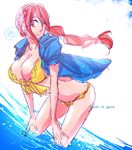  1girl artist_request bare_legs bikini braid breasts female large_breasts long_hair looking_at_viewer one_piece pink_hair rebecca_(one_piece) sketch smile solo swimsuit water 