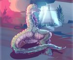  2017 alligator anthro anus butt crocodilian digital_media_(artwork) female invalid_tag libido looking_at_viewer nude presenting pussy reptile scales scalie simple_background solo teeth 