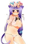  animal_ears arms_behind_back bad_id bad_pixiv_id breasts cat_ears cat_tail crescent groin kamiyama_aya kemonomimi_mode large_breasts long_hair navel open_clothes open_shirt patchouli_knowledge plump purple_eyes purple_hair shirt solo tail touhou underboob very_long_hair 