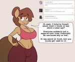  2017 absurd_res anthro big_breasts breasts brown_eyes brown_hair bulge cleavage clothed clothing dialogue english_text equine eyebrows eyelashes fan_character georgia_lockheart hair hi_res horse huge_breasts intersex looking_at_viewer mammal my_little_pony pony solo stunnerpony text thong tumblr 