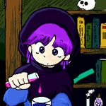  akazukin_chacha hood open_eyes purple_hair yakko 