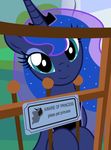  2017 badumsquish blue_eyes blue_hair cute equine female fence friendship_is_magic gate hair horn looking_at_viewer mammal my_little_pony princess_luna_(mlp) smile solo winged_unicorn wings 