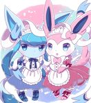  2girls blue_eyes furry glaceon kemoribon multiple_girls pokemon sylveon 