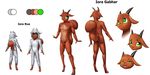  absurd_res animal_genitalia anthro balls caprine clothing costume cub dlowell goat goat_eyes hi_res hooves horn hybrid iora_gabhar iora_rua kigurumi male mammal model_sheet nude pajamas red_squirrel rodent sheath solo squirrel young 