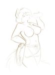  anthro bottle breasts canine clothed clothing female fox mammal naturally_censored roza_(woadedfox) sketch solo starfighter topless wide_hips 